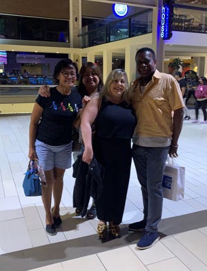 Dr. Bruce Maurice Henry, right, had dinner at the Palisades Center in September 2022 with nurses he had worked with at Montefiore Nyack Hospital. From left: Natalia Platon, Socorro Parras and Joyce Platt.