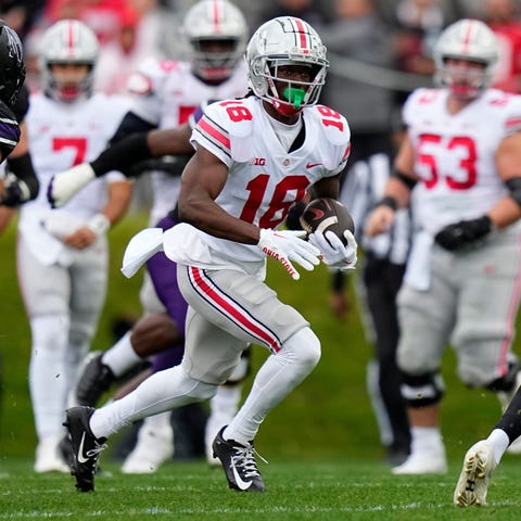 Ohio State wide receiver Marvin Harrison Jr. (18) 