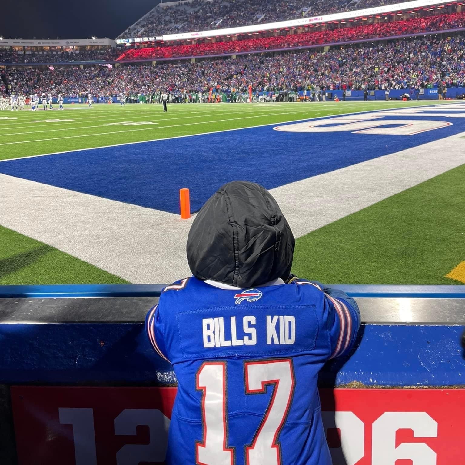 Carson Gaspar, 7, the self-proclaimed "Bills Kid" whose weekly YouTube videos pump up the Bills Mafia fanbase, at a game earlier this season. He and his family were watching the "Monday Night Football" game between the Bills and the Bengals on Jan. 2, 2023, when Bills safety Damar Hamlin went into cardiac arrest after what appeared to be a routine tackle. The NFL suspended the game after Hamlin was taken by ambulance to a Cincinnati trauma center.