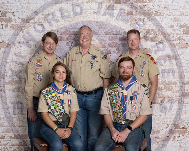The Bartley Family of Minerva has produced five generations of Eagle Scouts. Here the sons and grandchildren of Roger Bartley, standing center, pose at a recent event.