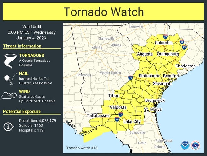 Georgia: Tornado watch, flood warnings issued ahead of strong storms Georgia: Tornado watch, flood warnings issued ahead of strong storms