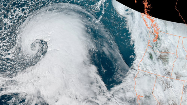 A satellite image of the storm heading towards Cal