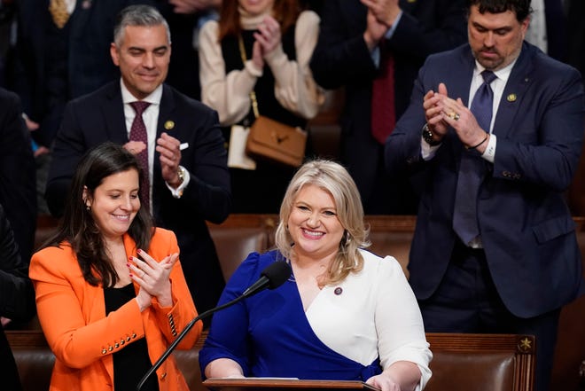 Rep. Kat Cammack, R-Fla., nominates Rep. Kevin McCarthy, R-Calif., for a sixth round of voting in the House chamber as the House meets for a second day to elect a speaker and convene the 118th Congress in Washington, Wednesday, Jan. 4, 2023.