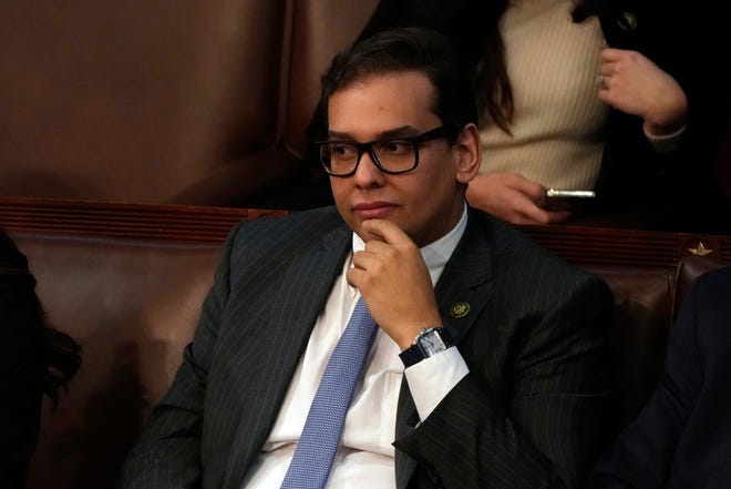 Jan 4, 2023; Washington, D.C, USA; Rep. George Santos, R-NY, sit in the House chamber for the fifth ballot as the House meets for a second day to elect a speaker. The House of Representatives reconvenes on Wednesday, Jan. 4, 2023, trying to elect a Speaker of the House as the 118th session of Congress begins. Republicans take over the U.S. House of Representatives with a slim majority and Democrats maintain a majority in the U.S. Senate.