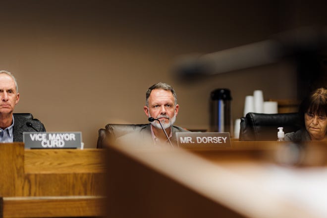 Bartlesville City Councilor Trevor Dorsey during January city council meeting.