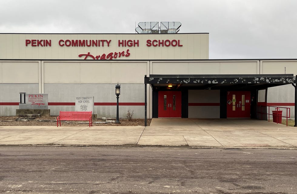 As a focal point of Pekin Community High School's campus, the canopied entrance is also a focal point on an ambitious slate of renovations planned for this summer