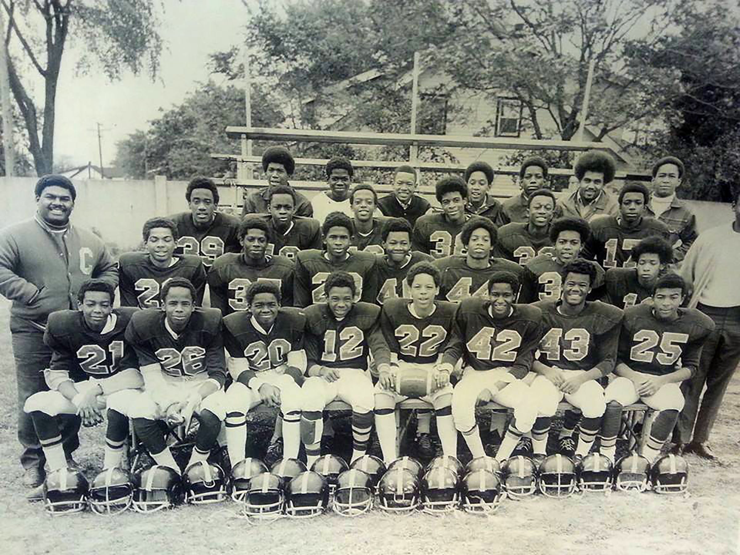 A 14-year-old Leland Stein III, wearing jersey number 22 in the front row, was a running back for the St. Cecilia Beacons. With a connection to the legendary West Side Cubs and St. Cecilia Church, Stein says the team was created by men that wanted to address a critical need in the community during the late 1960s. "My dad (Leland Jr.), Sam Washington, Jocko Hughes and Ron Thompson left their beloved Cubs to provide more opportunities for young Black boys and girls," explained Stein about the team that provided an additional outlet for Detroit youngsters and complemented the respected youth programs established by the West Side Cubs.