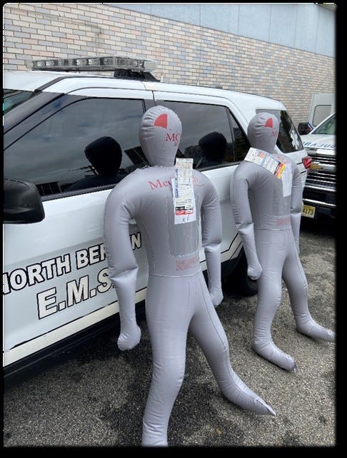 Dummies representing injured people at an October training exercise for a mass casualty event, organized by the Urban Area Strategic Initiative for Northern Jersey-Jersey City/Newark.