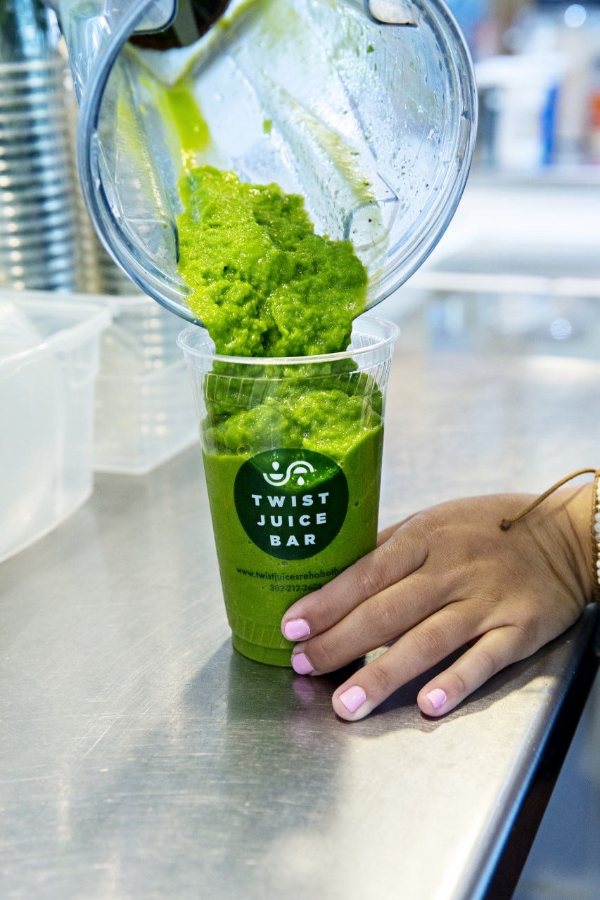 Twist Juice Bar & Café in Rehoboth offers grain bowls, acai bowls, smoothies, cold-pressed juices and more.