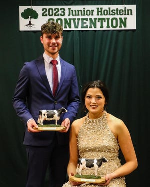Matthew Gunst of Dodge County and Lauren Siemers of Manitowoc County were named Outstanding Holstein Boy and Girl during the 2023 Wisconsin Junior Holstein Convention held Jan. 6-8 in Manitowoc, Wis.