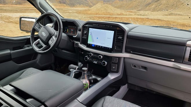 The handsome interior of the 2023 Ford F-150 Lightning EV.