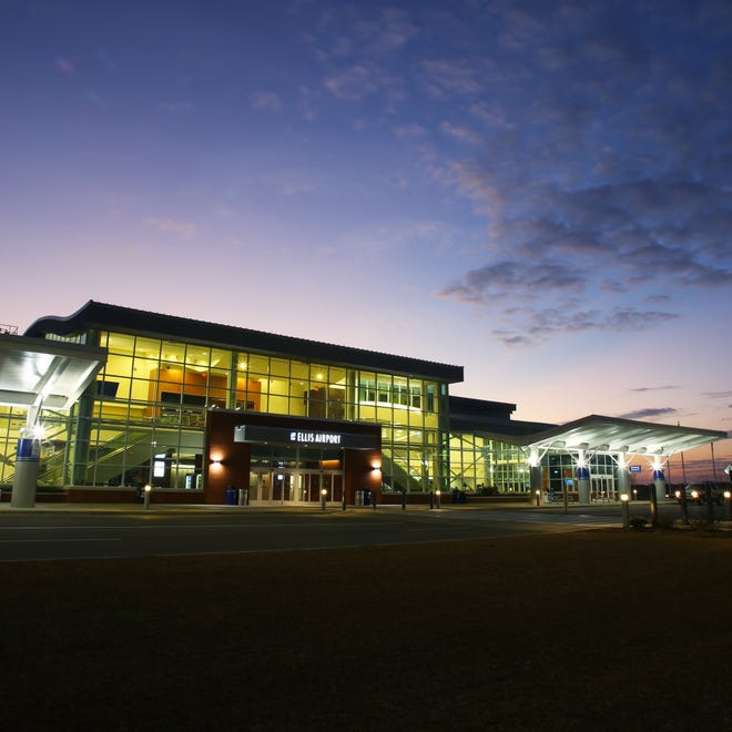 Albert J. Ellis Airport stands tall in an Onslow County sunset.