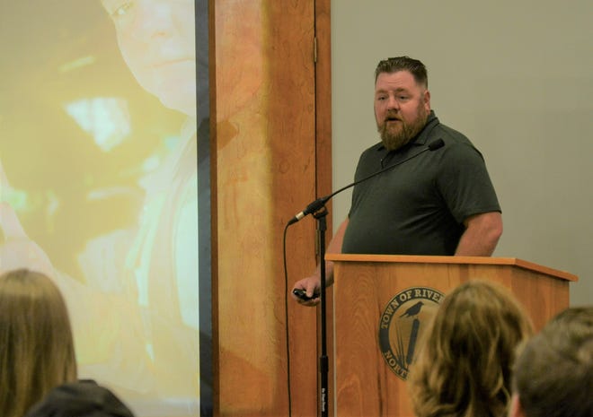 Former River Bend Police Department sergeant Johnathan Whitley discusses the circumstances that led to his firing last June during a Jan. 10 town hall meeting.