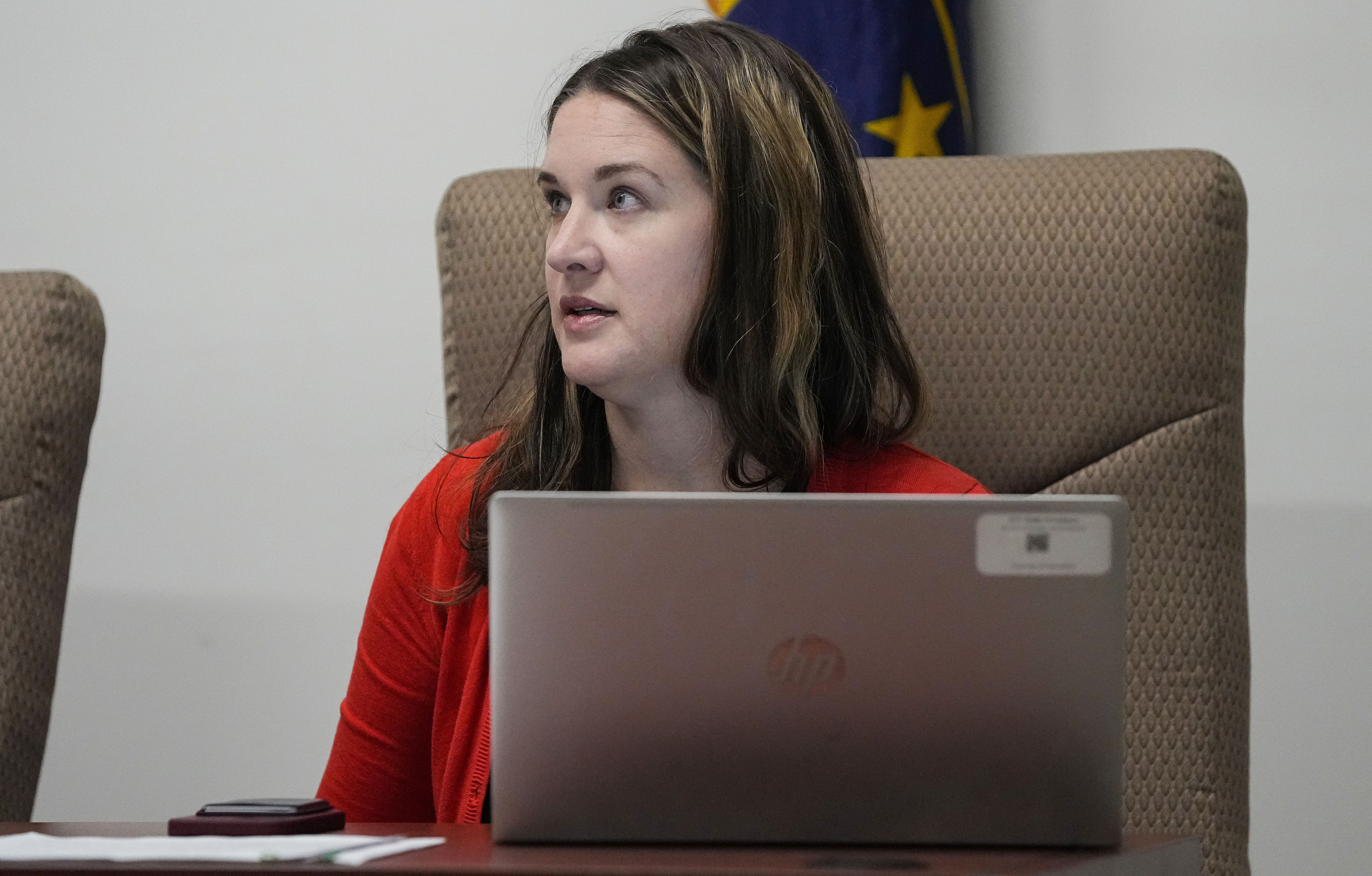 Jessica Allen, who chairs the Indiana Alcohol & Tobacco Commission, speaks during a meeting in October.