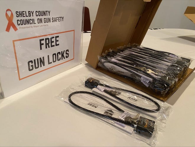 Gun locks were given away at an event in December, 2022 hosted by the Shelby County Council on Gun Safety.