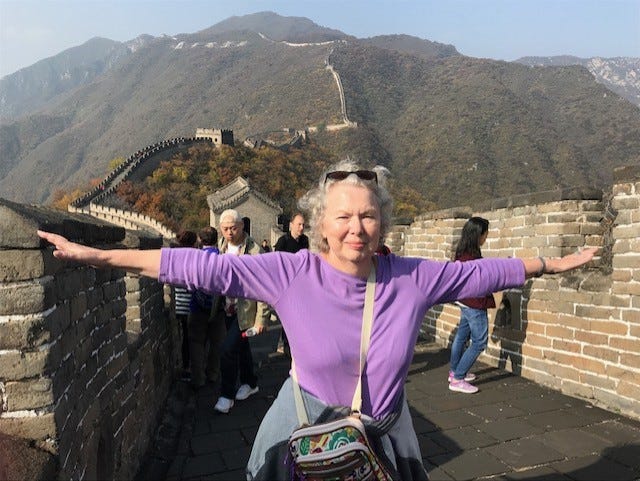 Joyce Halee at the Great Wall of China in 2017.