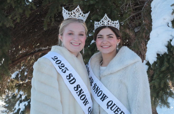 South Dakota Snow Queen winners are both from Webster. The 2023 winners are, left, South Dakota Snow Queen Addison Kuecker and Junior Snow Queen Willa Stern.