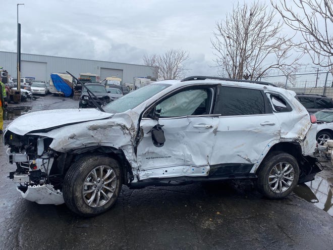 Yessenia Gutierrez's car, a Jeep Cherokee, was totaled after the accident on Sunday, Jan. 8, 2023.