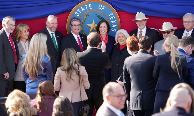 State senators gather for the inauguration ceremony for Gov. Greg Abbott and Lt. Gov. Dan Patrick at the Capitol on Tuesday January 17, 2023.  