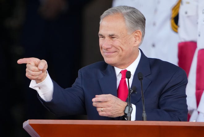 Gov. Greg Abbott delivers his inaugural address Tuesday at the Capitol, opening his third term as governor.