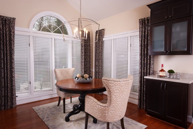 This circular table is ideal for the homeowners, who wanted a small, dedicated eating area.