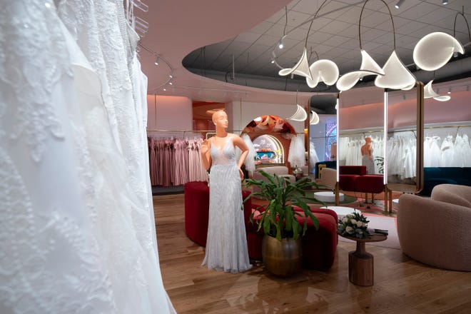 Jan 18, 2023; Columbus, Ohio, USA;  The main show room of Vow’d Weddings is seen at the newly opened bridal store in Easton.  Mandatory Credit: Joseph Scheller-The Columbus Dispatch