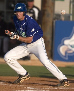 FGCU Eagles' Casey Coleman fouls off a bunt attempt during the game with the USF Bulls on March 25, 2008 at Swanson Stadium.