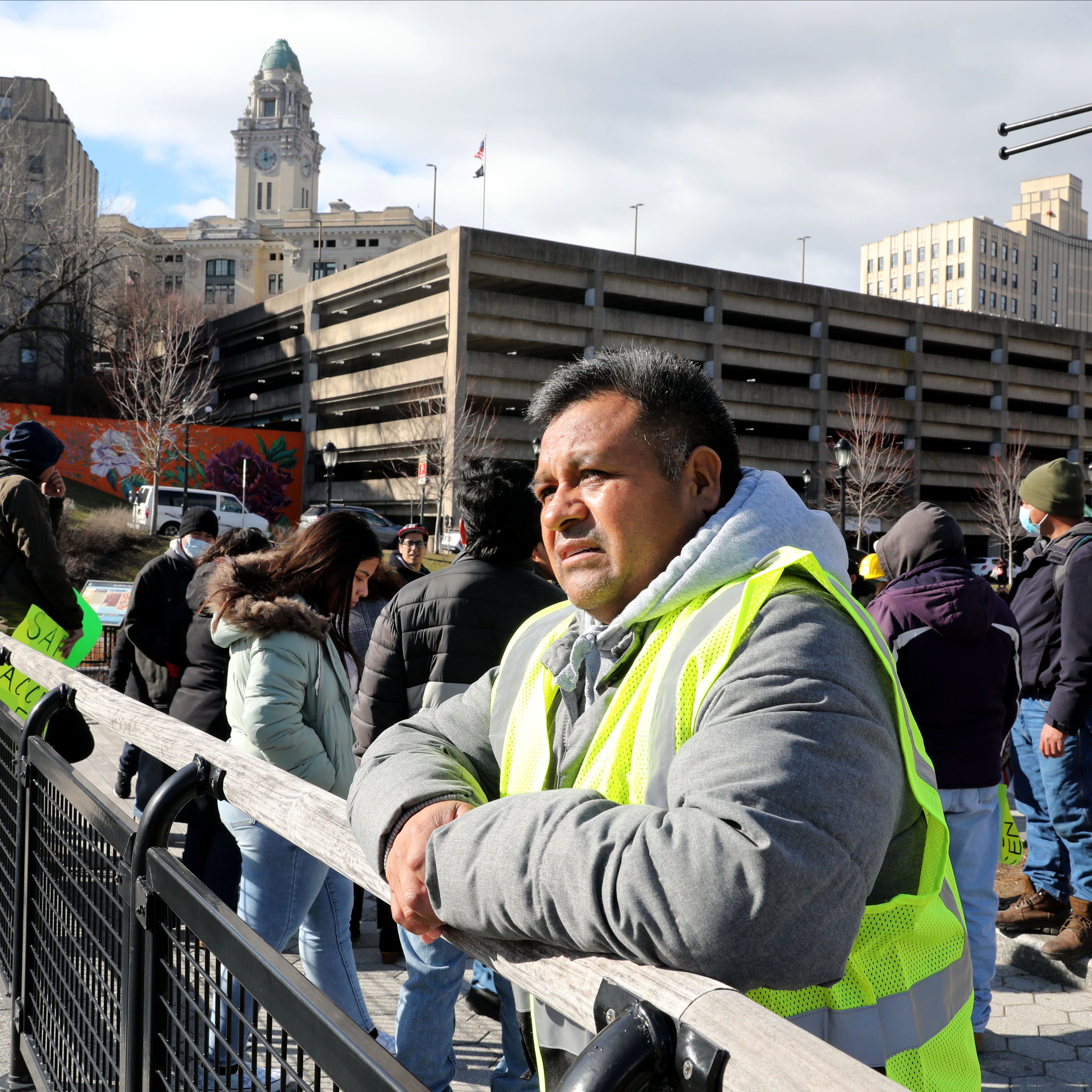 Aurelio Castro from Yonkers, a day laborer, is pictured after a rally that was held in support for a New York State Unemployment Bridge Program at the Saw Mill River Daylighting park at Nepperhan Avenue and New Main Street in Yonkers, Jan. 18, 2023. 