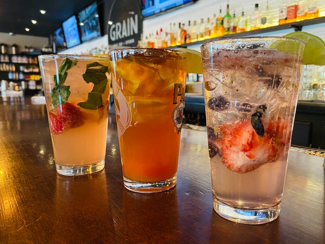 Grain Craft Bar + Kitchen has a few mocktails on the menu. Flavors include Strawberry Basil Lemonade, Berry Blast and Peach Guava Tea.