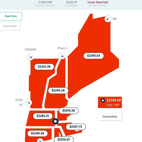 This map shows the real-time price of wholesale el