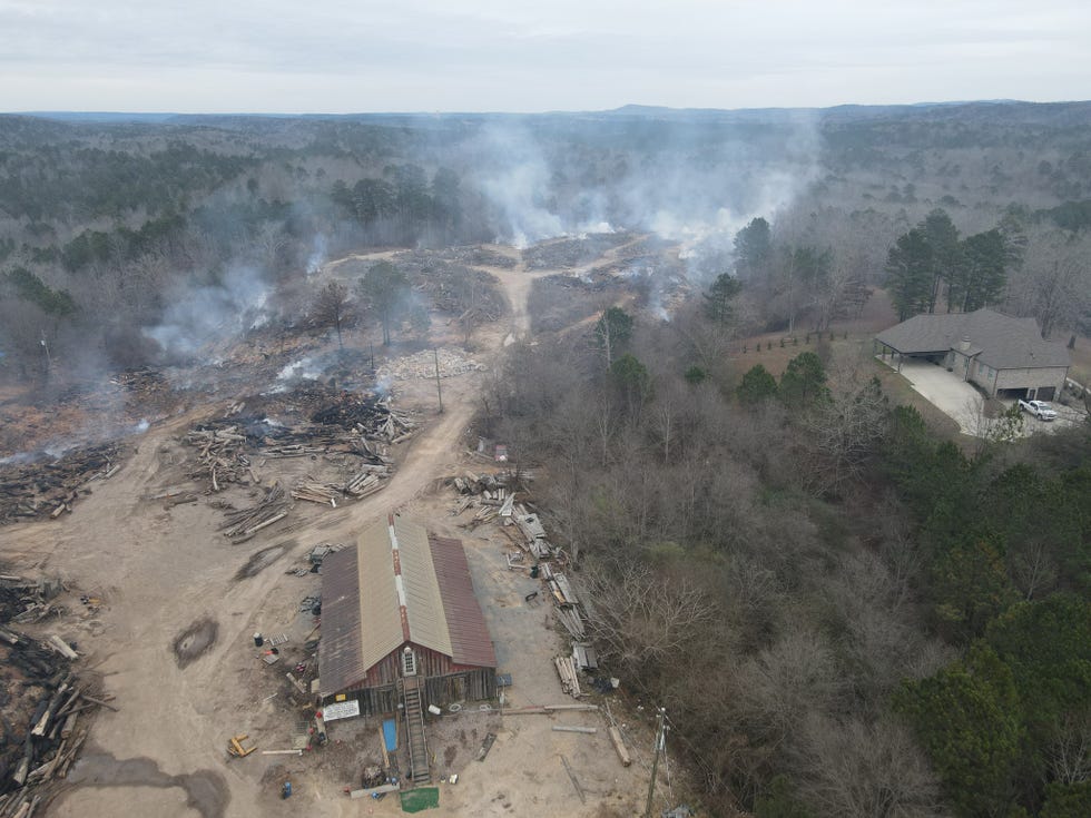 Smoke rises from a landfill in St. Clair County, Alabama, where a fire ignited underground in November and has been burning ever since.