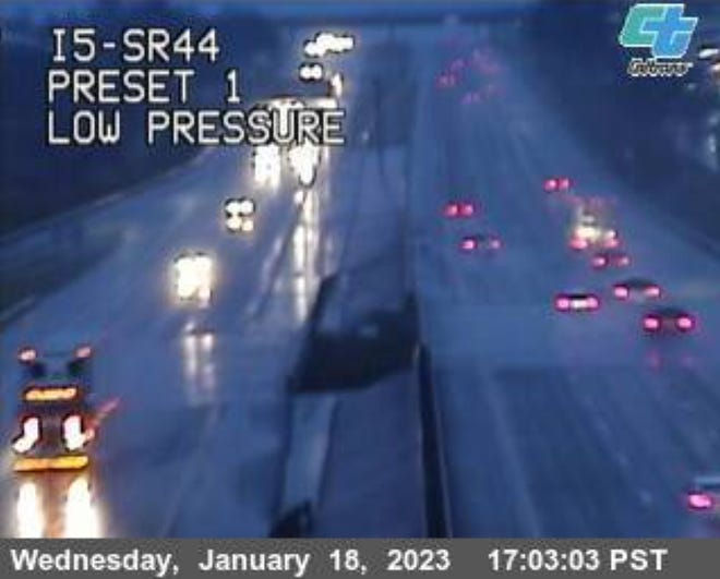 Interstate 5 in Redding: The Redding area received a quarter inch of rain at 6 p.m. on Wednesday, January 18, 2023.