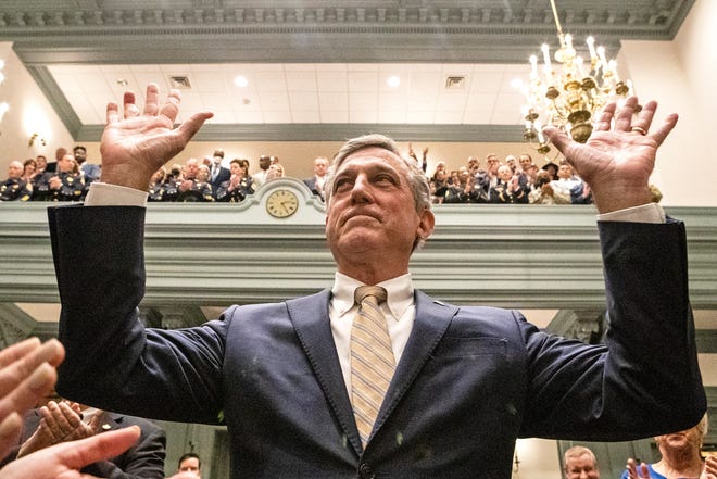 Governor John Carney delivers the State of the State address in the House or Senate chamber of Legislative Hall in Dover, Thursday, Jan. 19, 2023. Much of the governor's speech focused on education, including pay increases for teachers.