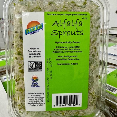 Photo of Fullei Fresh's recalled Alfalfa Sprouts p