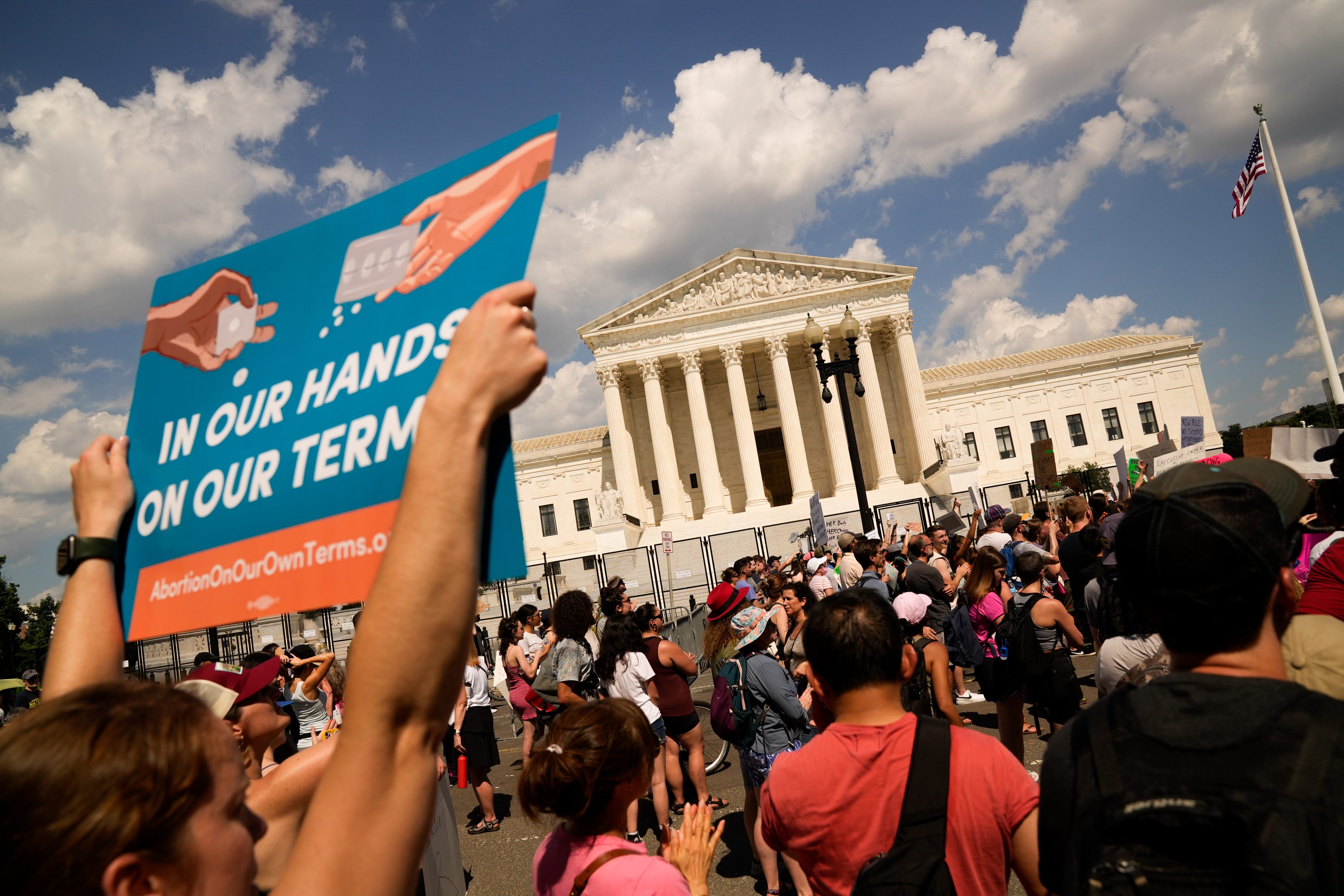 Abortion rights protestors participate in a rally in front of the Supreme Court building the day after the court's ruling on Dobbs v. Jackson Women's Health Organization on Jun. 25, 2022.