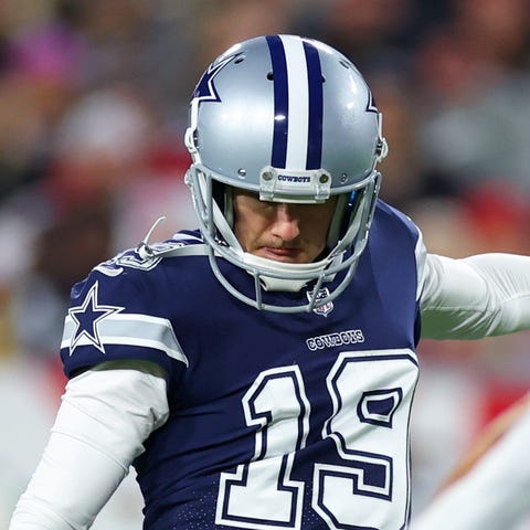 Cowboys K Brett Maher (19) missed four extra-point