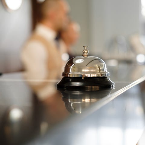 A service bell is seen at reception.