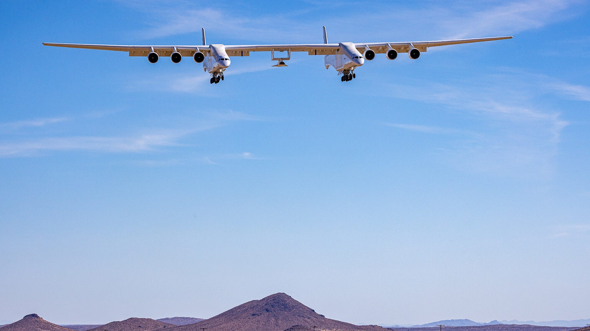 The biggest plane in the world has wings longer than a football field. See its latest flight