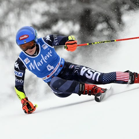 Mikaela Shiffrin in action during the Audi FIS Alp
