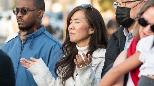 A vigil for the mass shooting victims on Jan. 22, 