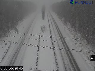 The view from a PennDOT camera at mile marker 290.5 on Interstate 80 around 1 p.m. Wednesday, Jan. 25, 2023.