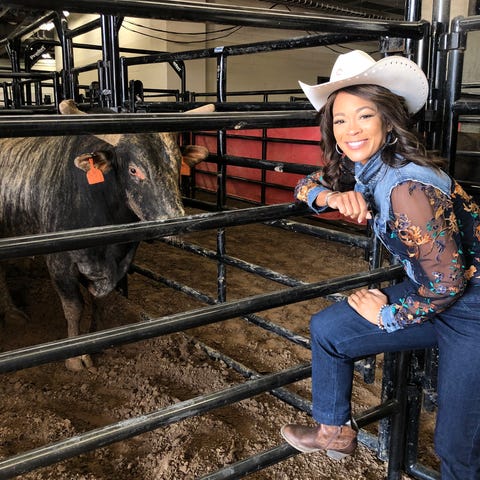 Fanchon Stinger with her bull Stinger.