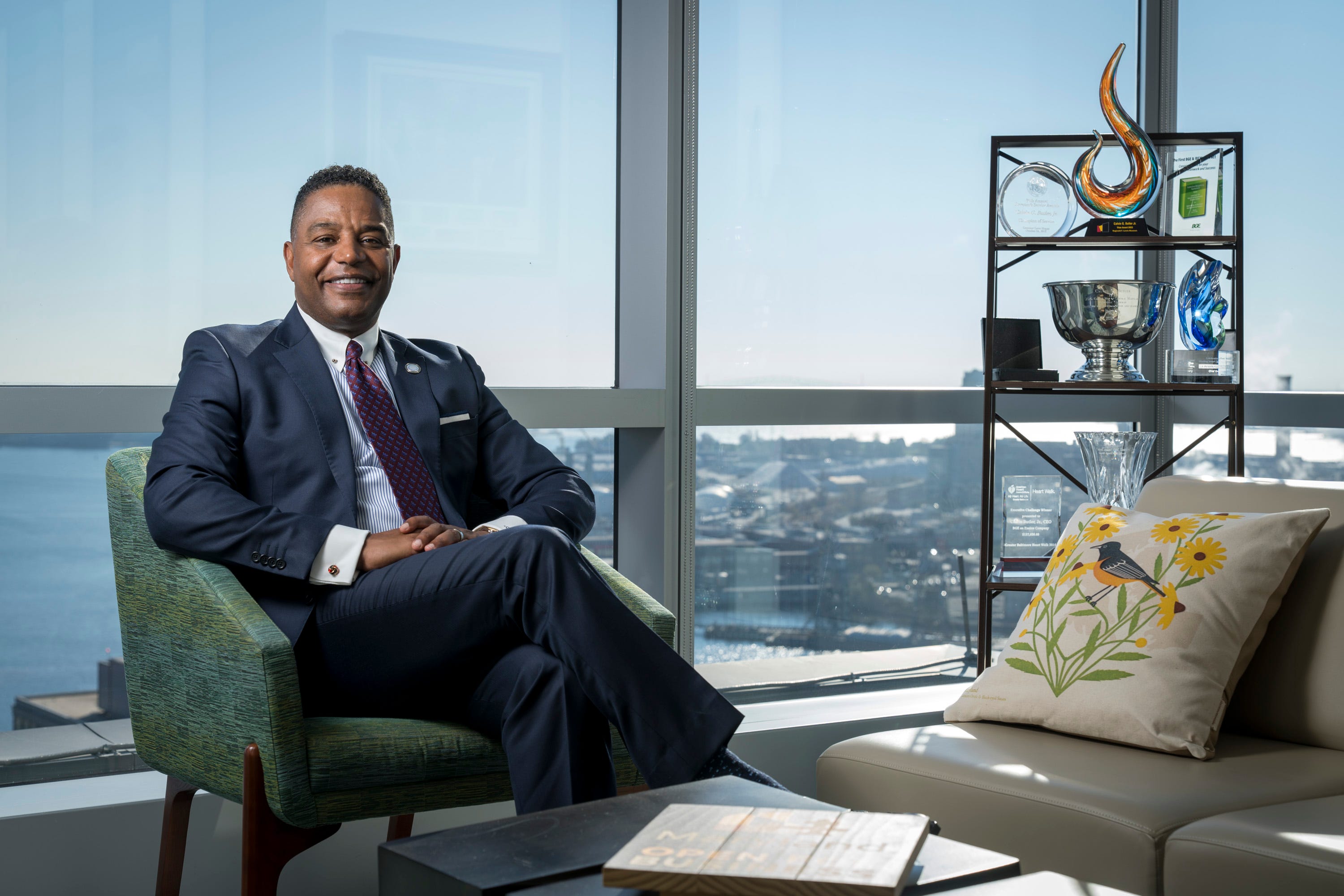 Calvin Butler, Jr., President and Chief Operating Officer at Exelon Corporation, a utility company serving customers in in New Jersey, Maryland, Illinois, Delaware, Pennsylvania and the District of Columbia, poses for a portrait in his office in the Exelon Building in Baltimore, MD, on Friday, November 18, 2022. Butler will be President and Chief Executive Officer of Exelon as of Dec. 31, 2022.
