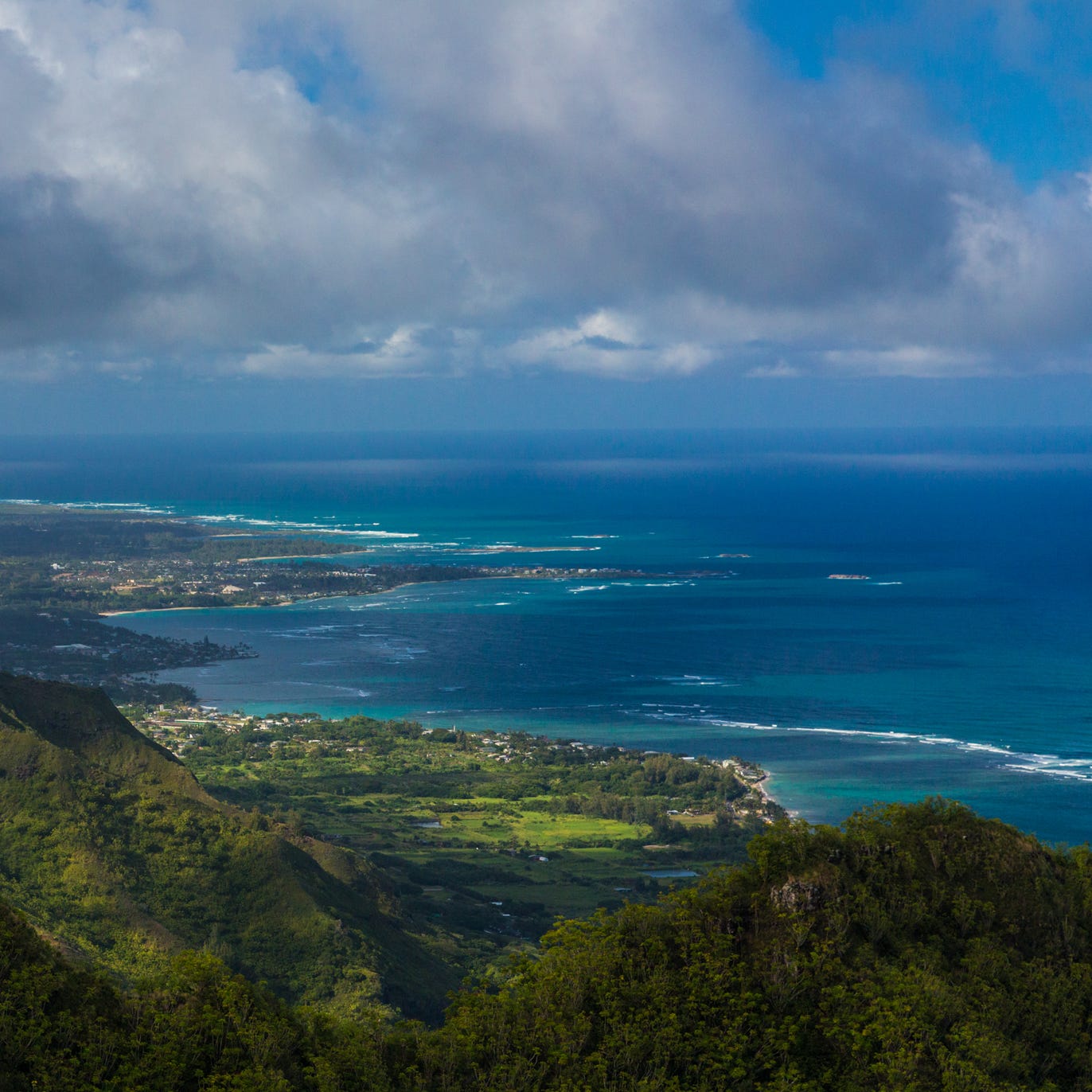 Looking North along the Windward Oahu coast.