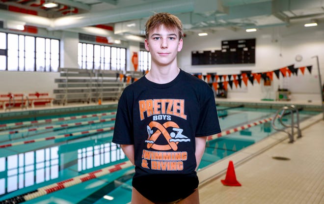 Freshman diver Tristan Peterson  poses for a photo on Thursday, Jan. 26, 2023, at Freeport High School in Freeport.