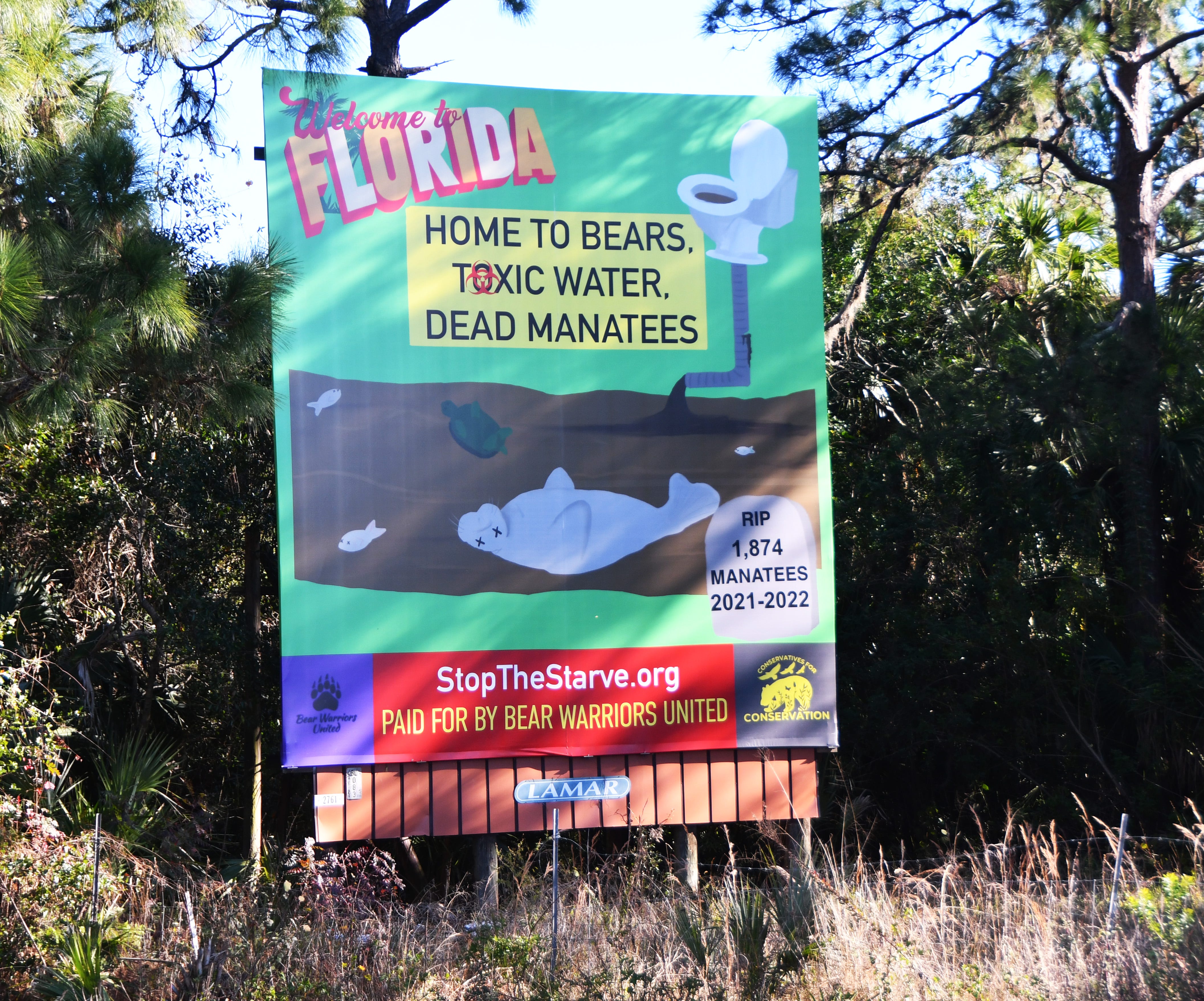 Manatee billboards on Interstate 95 blast Florida for failing to