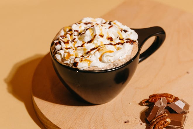 Bing's Bake & Brew in Newark offers a Caramel Pecan Hot Chocolate.