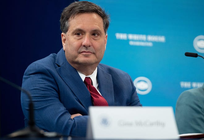 , White House Chief of Staff Ron Klain attends a briefing on wildfires ahead of the wildfire season hosted by US President Joe Biden with cabinet members on June 30, 2021.