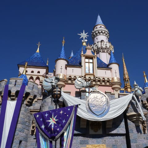 Sleeping Beauty Castle is adorned with platinum-in