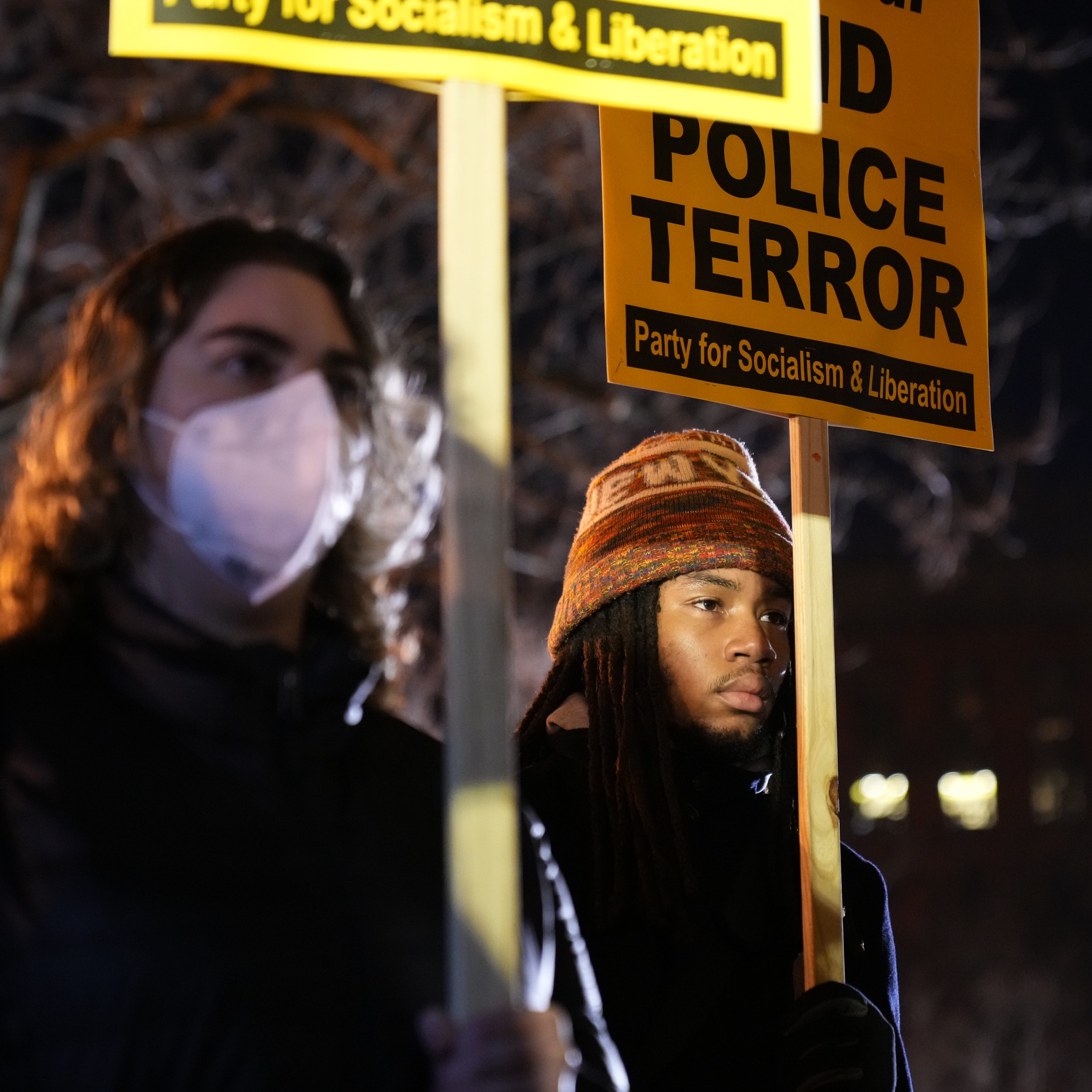 Protesters rally in Washington, D.C., on Jan. 27, 2023, when Memphis, Tenn., released a police video of the fatal beating of Tyre Nichols.